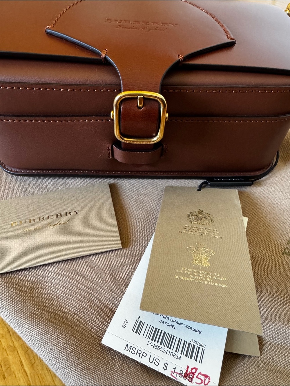 Burberry Chestnut Bridle Leather Flap Shoulder Bag - Picture 9 of 10